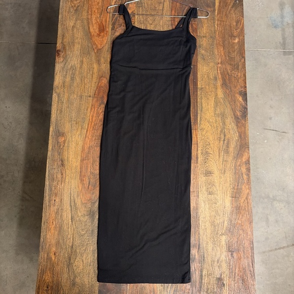 Good American Scuba Square Neck Black Midi Dress | Size 1 (S/M) - Picture 1 of 5